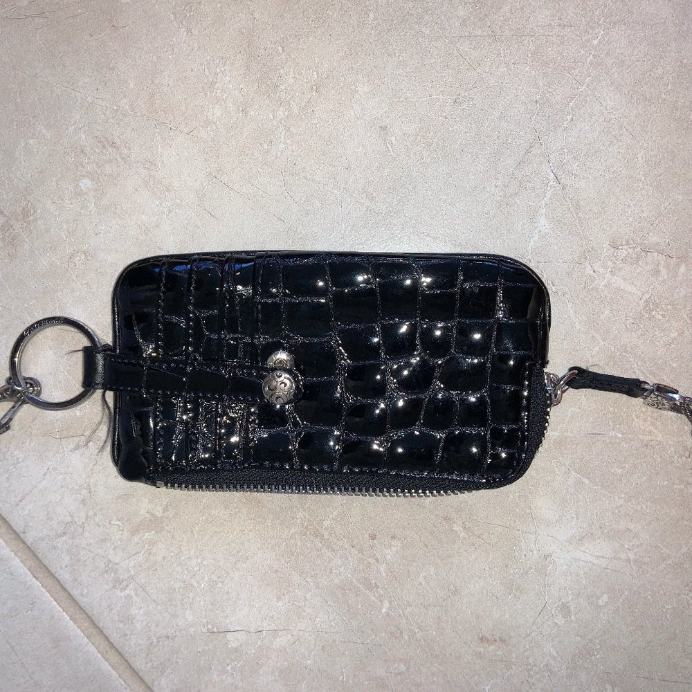 Brighton Black Patent Crocodile Leather Coin Purse